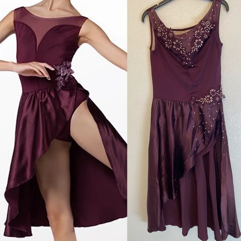 WEISSMAN Dance burgundy purple Costume dress Chasing Cars 13094 solo MA adult